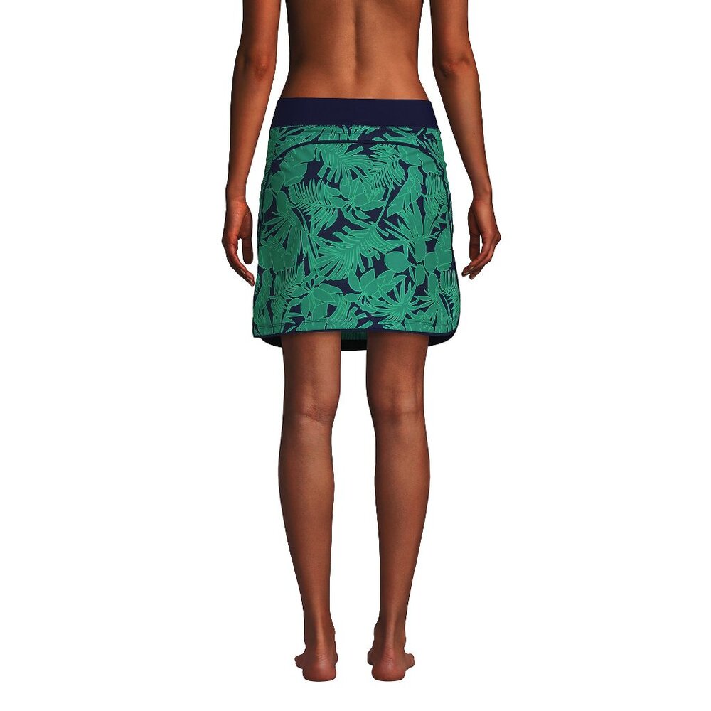 Lands' End Women's 4 Elastic Waist Quick Dry Active Board Skort Swim Skirt Navy/ - Picture 8 of 11
